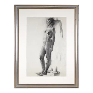 Large Vintage Art Deco Charcoal Nude Female Figure Study by Illustrator William B Pattengill 1934