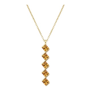 Citrine Geometric Bar Necklace | November Birthstone Layering Necklace | Modern Statement Gemstone Necklace For Sale