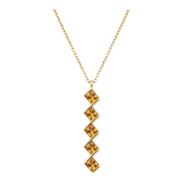 Citrine Geometric Bar Necklace | November Birthstone Layering Necklace | Modern Statement Gemstone Necklace For Sale