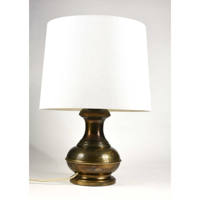 Brass-Colored Metal & Fabric Table Lamp from Raffia Italia, 1970 For Sale - Image 6 of 7