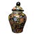 Hand Painted Liuli Glass Lidded General Jar, Black Ground Multi-Colored Floral Pattern, Chinoiserie Ginger Jar For Sale