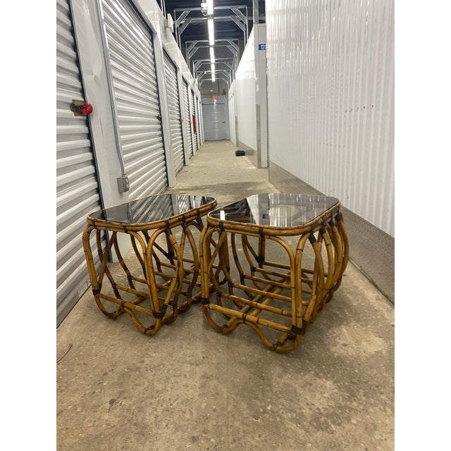 70s Rattan End Tables a Pair. For Sale In Miami - Image 6 of 12