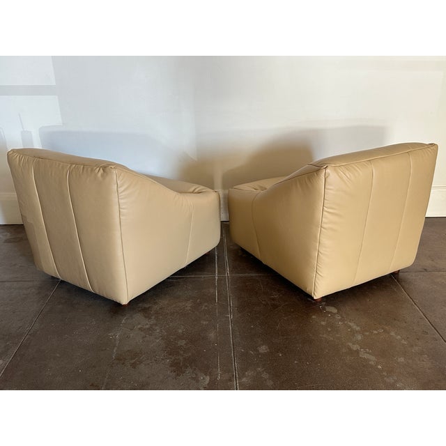 Vintage 1980's Post Modern Leather Lounge Chairs For Sale - Image 9 of 12