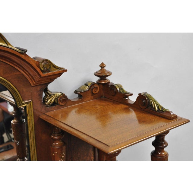 Wood Antique Victorian Burl Walnut Slant Front Secretary Writing Desk With Mirror For Sale - Image 7 of 18