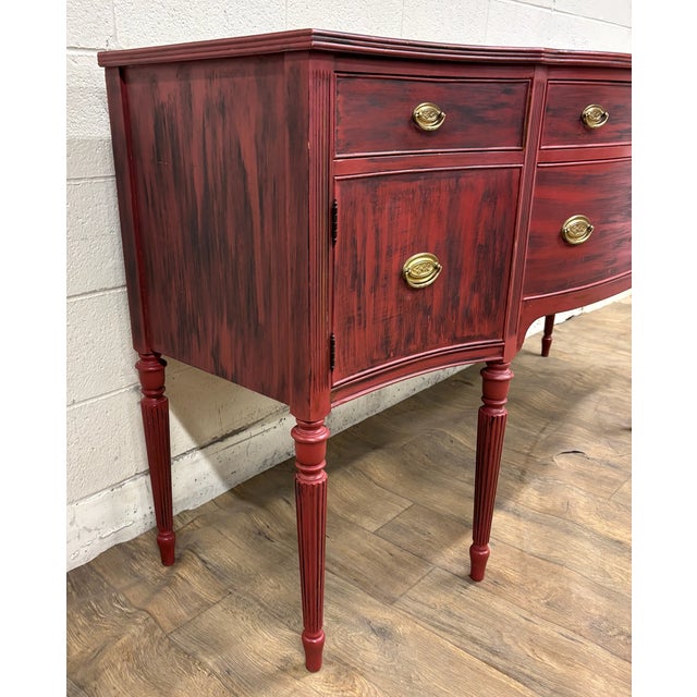 Wood Vintage Federal Hepplewhite Farmhouse Stickley Style Sideboard Buffet Credenza For Sale - Image 7 of 18