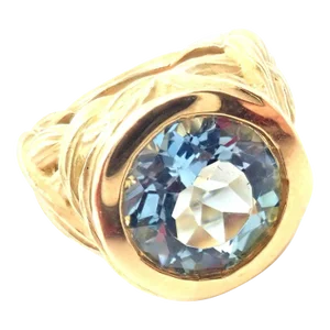 Angela Cummings 18k Yellow Gold Large Aquamarine Ring, size 6