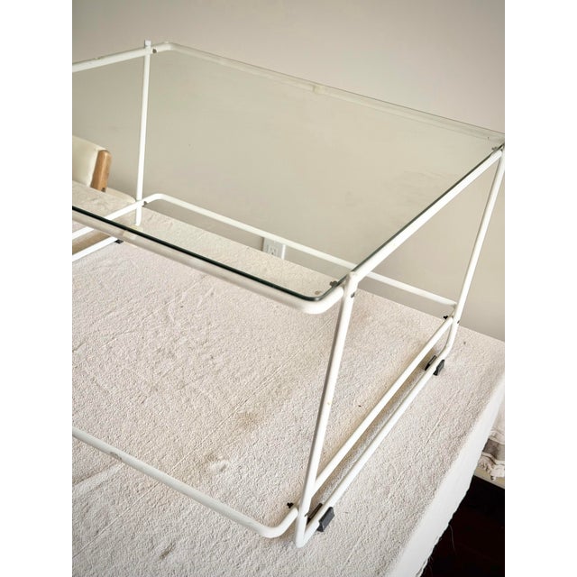 Scandinavian Minimalist Mid-Century Modern Tubular Steel & Glass Coffee Table in Style of Max Sauze For Sale - Image 10 of 10