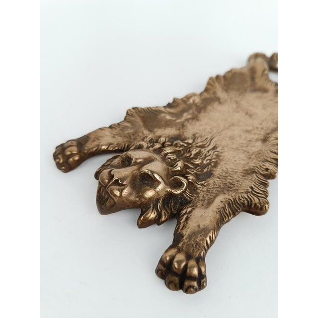 Vintage Brass Ashtray Depicting the Mythological Nemean Lion Skin, Italy, 1970s For Sale - Image 3 of 18