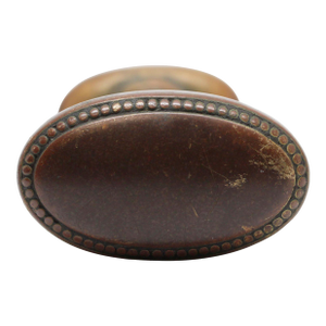 Vintage Pair of Brass Beaded Oval Entry Door Knobs