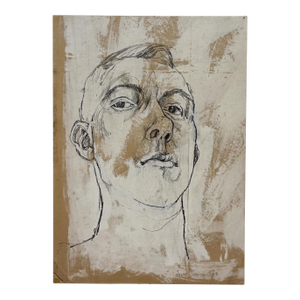 Mid-Century Modern Abstract Portrait Drawing – 1958 Signed Expressionist Artwork by Jerry Campbell