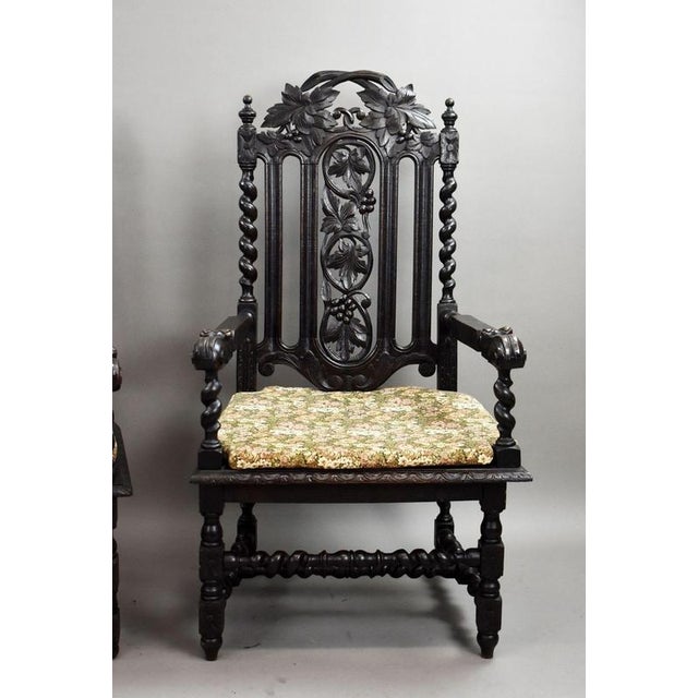 Late 19th Century Antique Carved Throne Chairs, 1890, Set of 2 For Sale - Image 5 of 16
