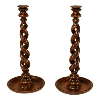 Pair of 19th Century Tall English Candlesticks For Sale