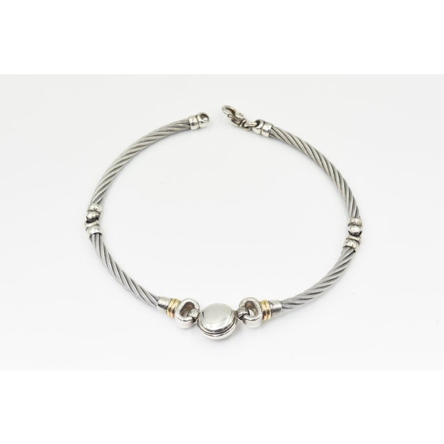 Late 20th Century Italian Yurman Style Sterling Silver Cable Collar Necklace For Sale - Image 9 of 12
