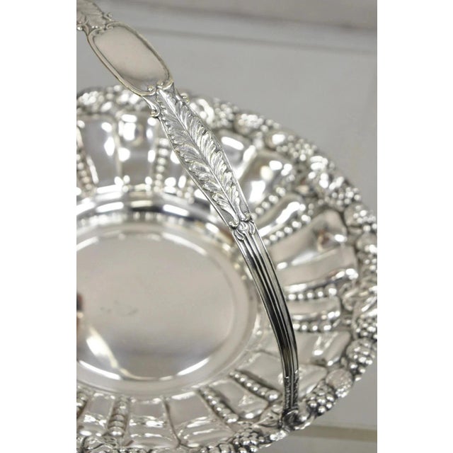 Victorian Early 20th Century William Adams Wa Spain Victorian Silver Plated Repousse Fruit Bowl Basket For Sale - Image 3 of 11