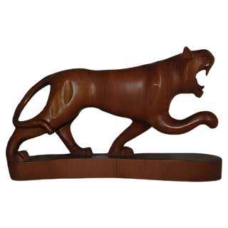 Indian Rosewood Panther Sculpture, 1980s For Sale