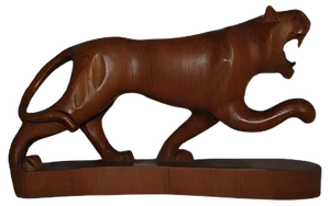 Indian Rosewood Panther Sculpture, 1980s