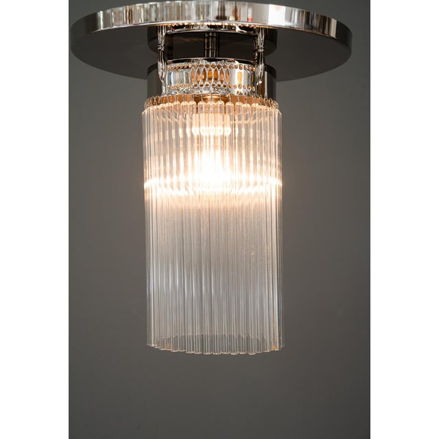 Art Deco Nickel-Plated Ceiling Lamp with Glass Sticks, Vienna, 1920s For Sale - Image 11 of 13