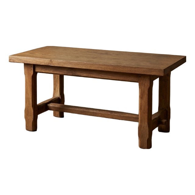 Vintage French Handcrafted Wabi-Sabi Oak Coffee Table, 1975 For Sale