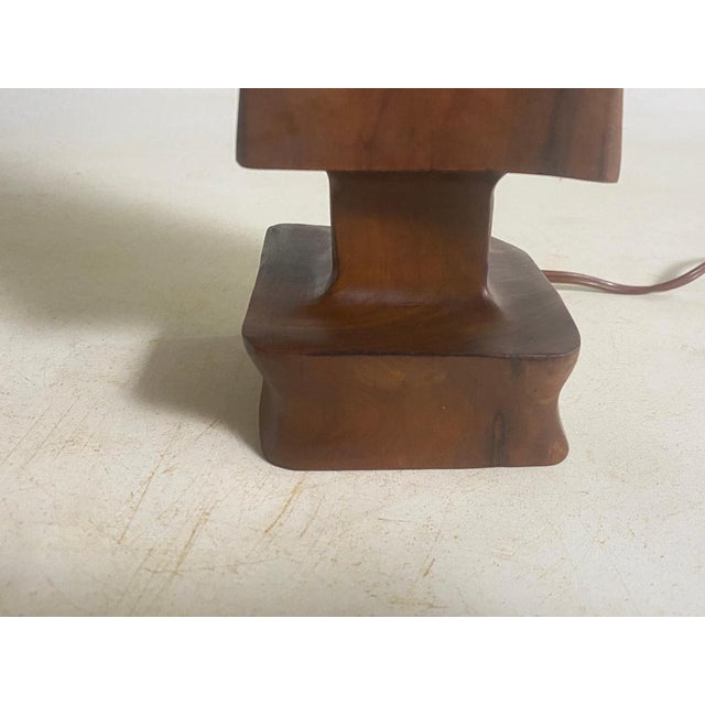 Sculptural Table Lamp in Carved Olive Wood, France, 1950s For Sale - Image 9 of 16