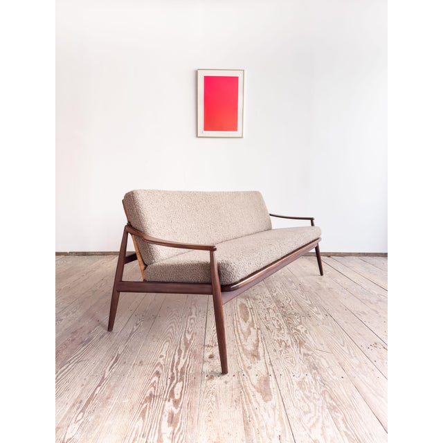 Wood Mid-Century Modern 400 Series Sofa in Teak with Wickerwork Backrest by Hartmut Lohmeyer for Wilkhahn, Germany, 1950s For Sale - Image 7 of 18