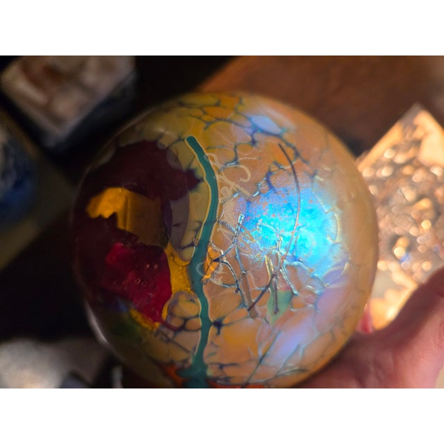 Gold Art Glass Vase With Signature For Sale - Image 8 of 8