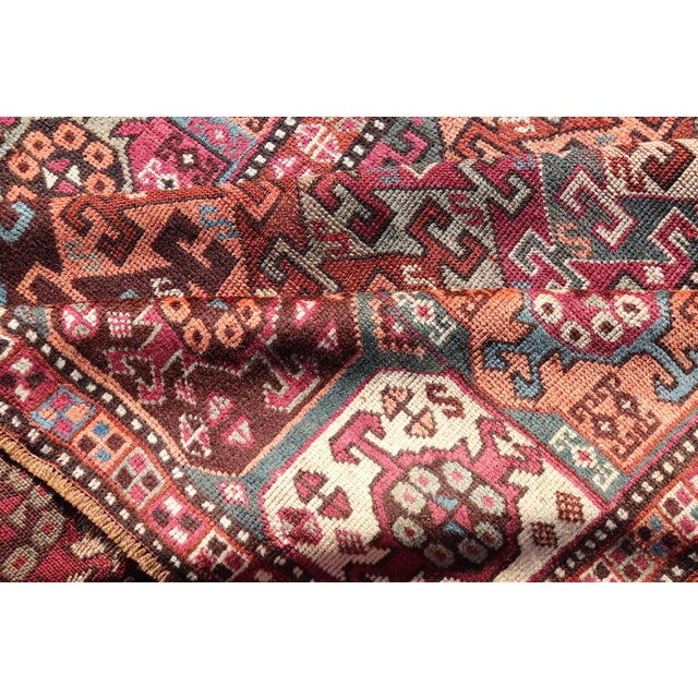 Antique Persian Kurdish Rug With Vibrant Tribal Motifs and Rich Color 4'1 X 9'9 For Sale - Image 10 of 12