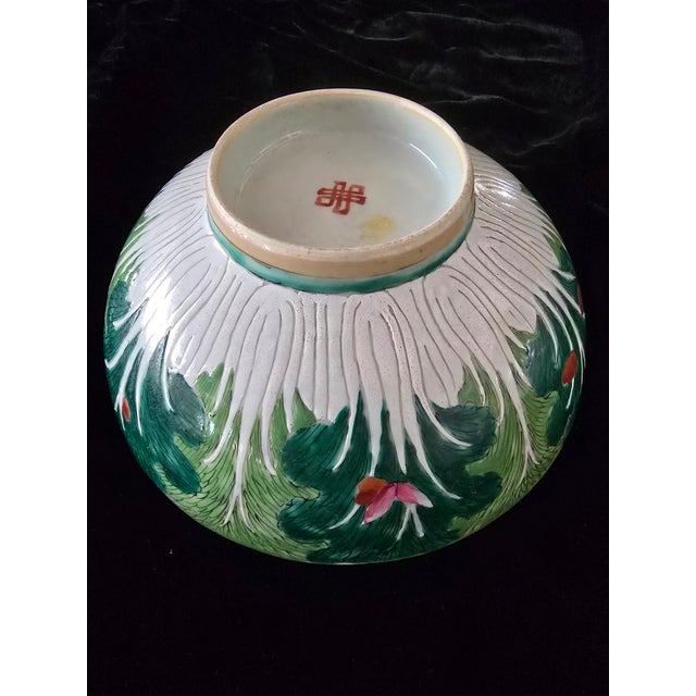 Antique Chinese Porcelain Bowl Lotus Flowers Signed For Sale - Image 9 of 15