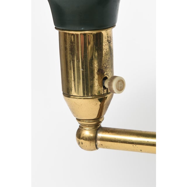 Metal Mid 20th Century Mid-Century Modern Wheeler Sight Light Green Swing Arm Desk Lamp Flying Saucer For Sale - Image 7 of 11