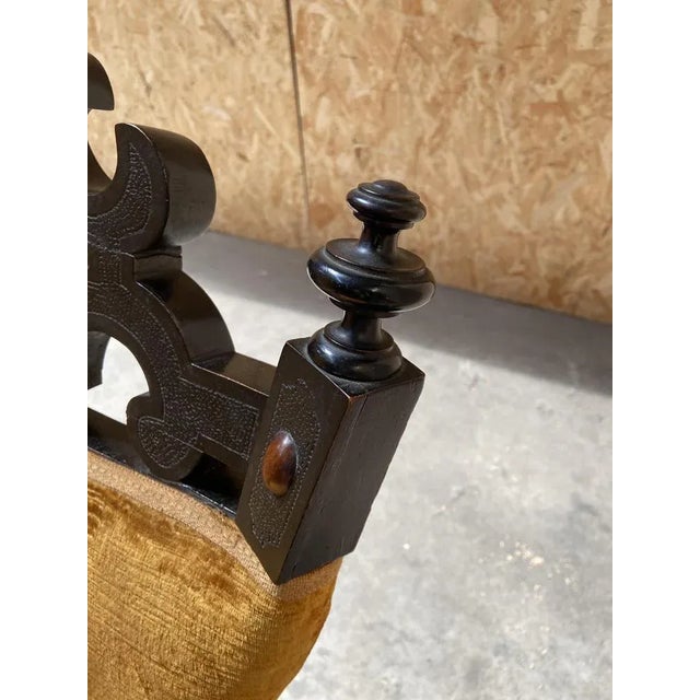 Set of 19th Century Anglo-Indian Armchairs in Ebonized Wood with Original Moire Velvet, 1890s For Sale - Image 9 of 13