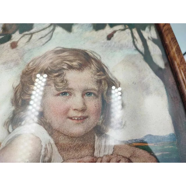 Pre-War Oil Print of Girl, 1920s For Sale - Image 3 of 5