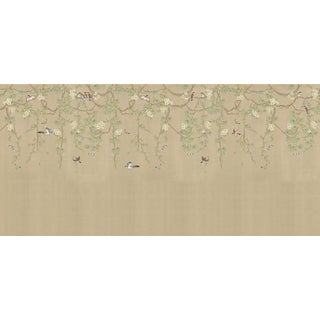 36" * H100"/Panel * 5ps, Beige-Brown‌ Floral and Bird Wallpaper, Chinese-Style Floral and Bird Wallpaper Mural, 5 Panels For Sale