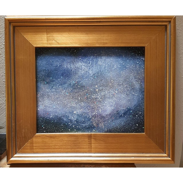 Ink Blue Nebula Galaxy Stars Artist Signed Painting For Sale - Image 8 of 8