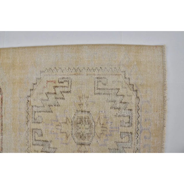 Vintage Anatolian Wool Runner, Light Beige Field With Subtle Tonal Medallions For Sale - Image 9 of 10