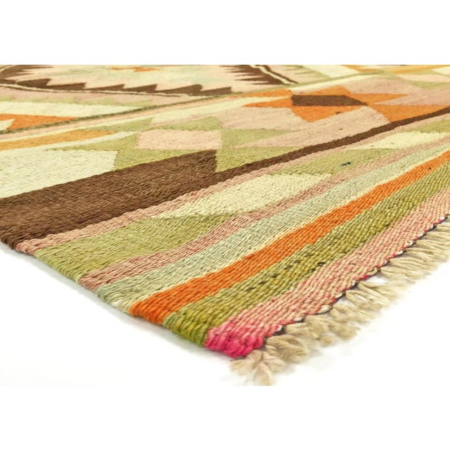 1950s Turkish Kilim. Hand woven with wool on wool foundation in the Oushak region of Turkey. Kilims & Flat Weaves are rugs...