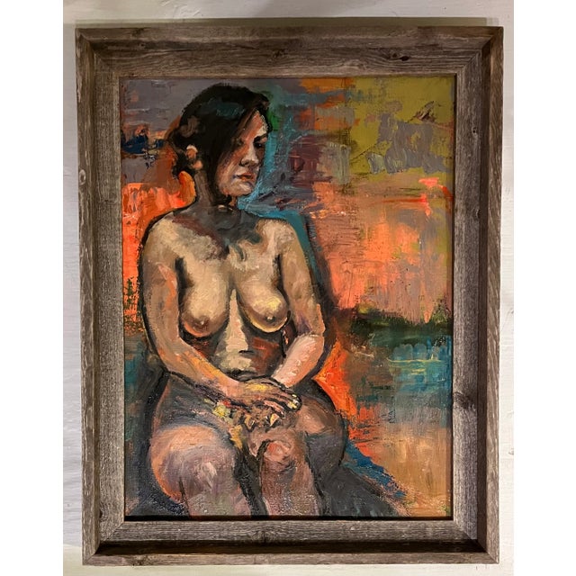Impressionist "Sitting Pretty”, 22"x28", Original Oil Painting, Nude Woman For Sale - Image 3 of 7