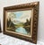 Vintage Midcentury original painting of a serene landscape of a lake, rolling hills, trees, framed in a textured carved...