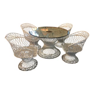Mid Century Modern Spun Fiberglass Dining Patio Set by Russell Woodward,6 Pieces, Attributed For Sale