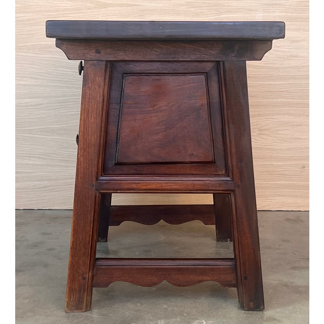 Brown 19th Century Rustic Artisan Made Pyrenees Mountains Side Three Drawers Table For Sale - Image 8 of 12