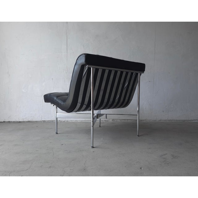 Black Early Chrome and Leather New York Lounge Chair by Laverne For Sale - Image 8 of 13