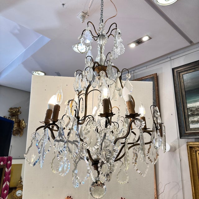 Louis XV Napoleon III Chandelier with Cut Rock Crystal, France, 1880 For Sale - Image 15 of 18