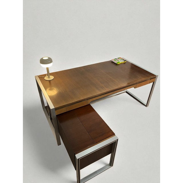 Ligne Roset Large Double-Sided Ministers Desk in Varnished Rosewood by Claude Gaillard for Ligne Roset, 1970s, Set of 2 For Sale - Image 4 of 18