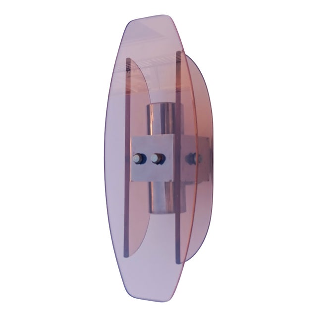 Vintage Glass Wall Sconce, 1970s For Sale