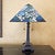 2003 Tiffany-Style Floral Stained Glass Pyramid Table Lamp For Sale - Image 16 of 18