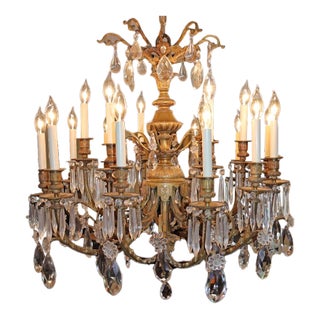Early 20th Century French Louis XV Style Bronze and Crystal Chandlier 30 X 30 For Sale