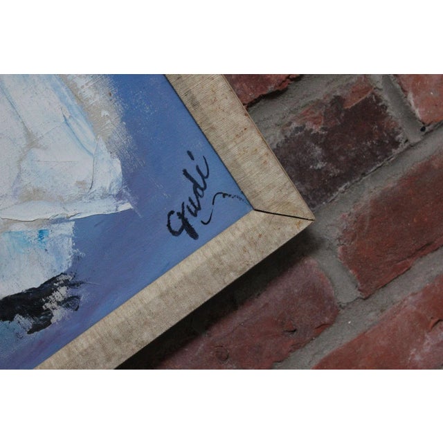 Japanese Dancing Geishas Oil on Canvas Signed Gudi For Sale - Image 11 of 12