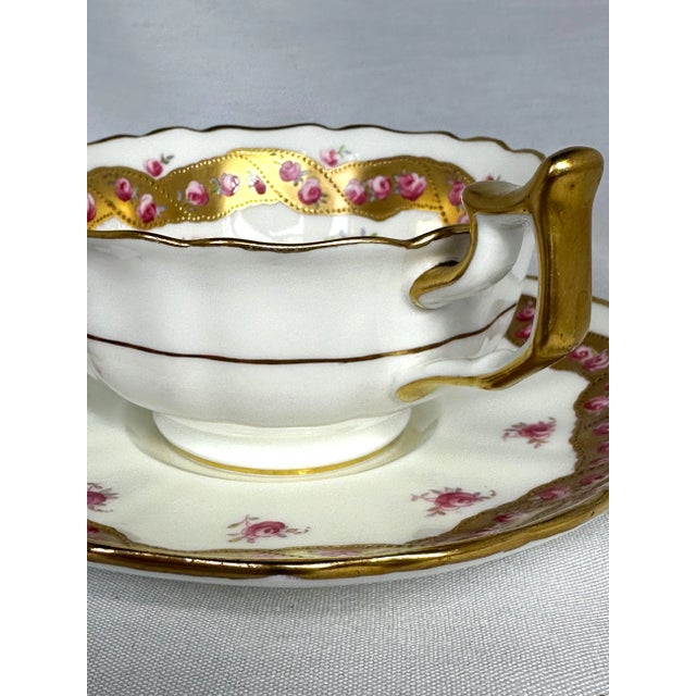 1900 - 1909 Antique Tiffany & Co. For Cauldon English Bone China Tea Cup Set With Petite Roses - 10 Available For Sale - Image 5 of 8