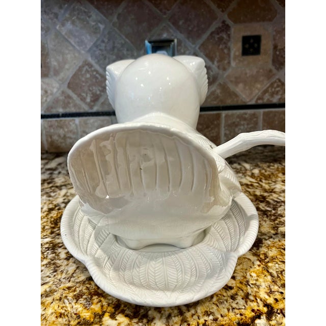 Vintage Owl Soup Tureen With Plate & Ladle, Made in Italy For Sale - Image 4 of 10