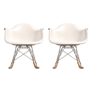 Eames Molded Plastic Armchair, Rocker Base From Herman Miller, Pair Of For Sale