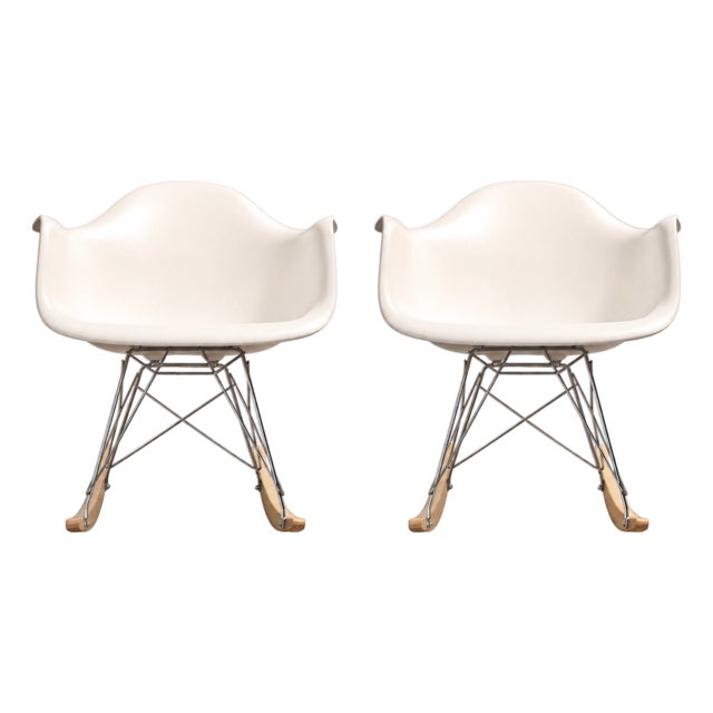 Eames Molded Plastic Armchair, Rocker Base From Herman Miller, Pair Of For Sale