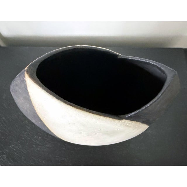 Large Ceramic Vase with Black and White Glaze by John Ward For Sale - Image 12 of 14